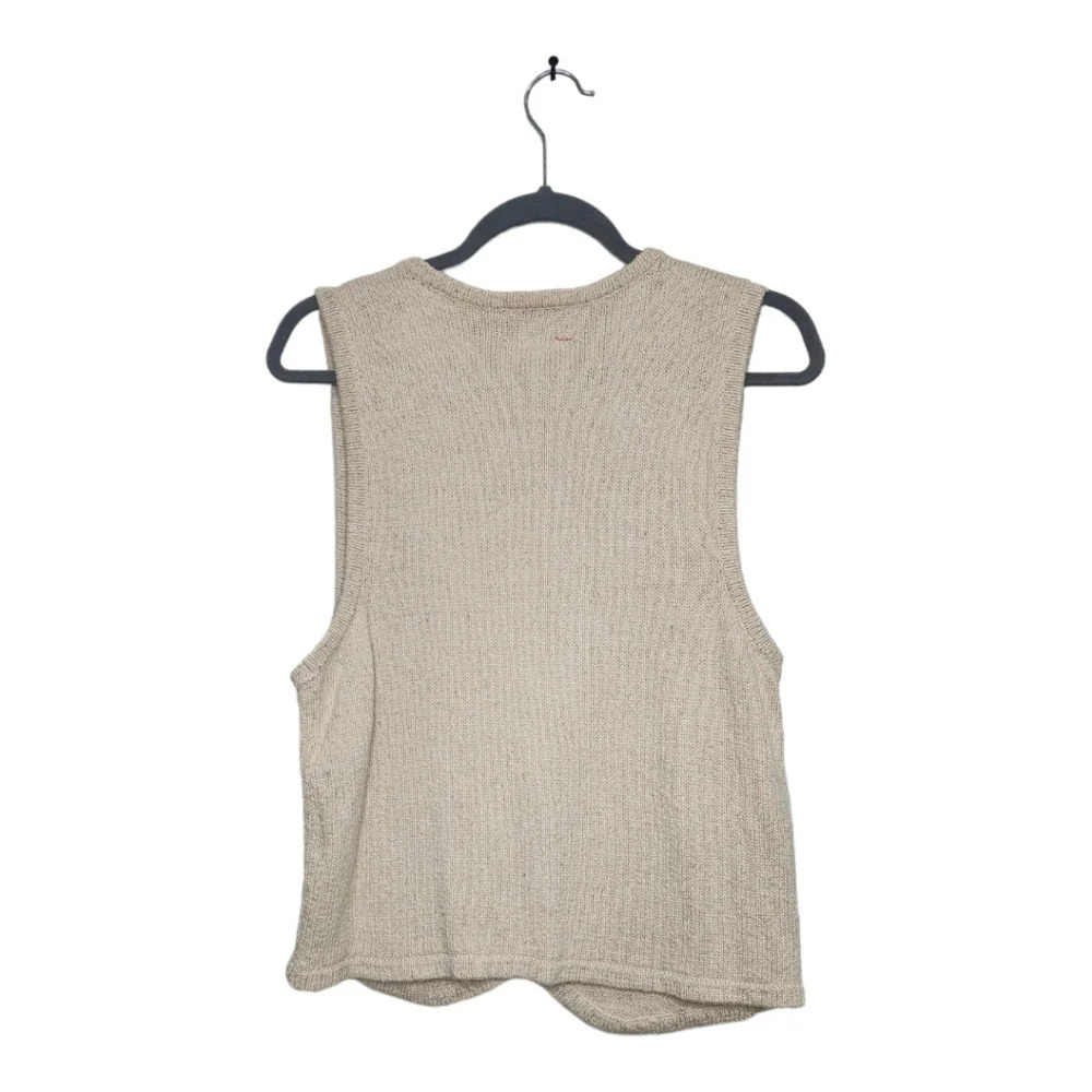 Vintage I.V.Y. Sweater Vest Rainbow Beading Cream V Neck Button Up Size M - Picture 3 of 11